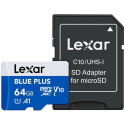 Lexar - MicroSDHC Blue Plus UHS-I with SD adapter 64GB