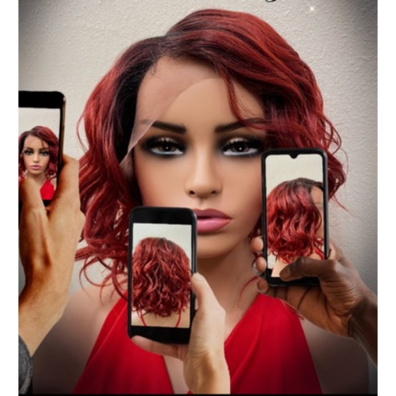 Brown Sugar Human Hair Blend Swiss Lace Front Wig Red Velvet