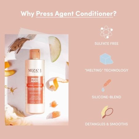 Mizani Press Agent Sulfate-Free Conditioner Detangles Hair for Heat Styling Blowout and Silk Press Seals Hair From