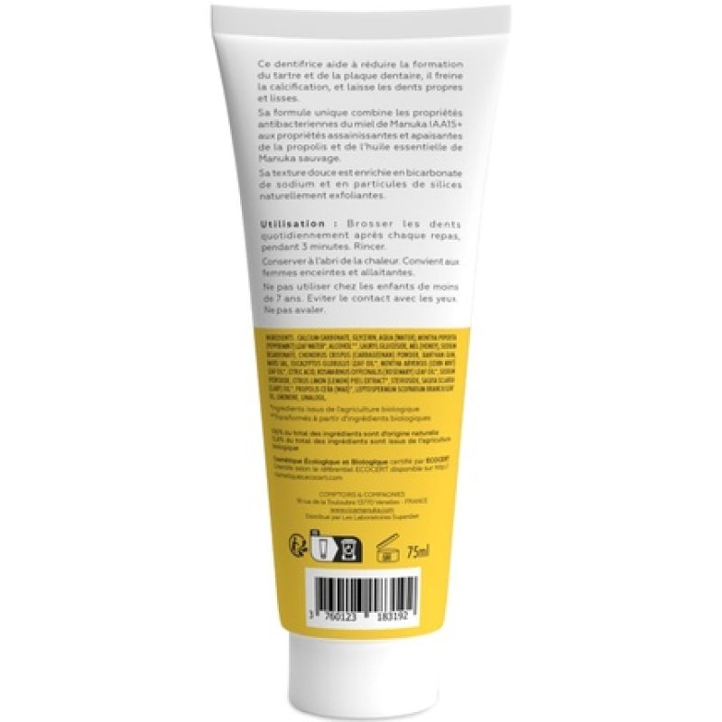 Cicamanuka Toothpaste with Manuka Honey IAA15 for Teeth Shine - Organic