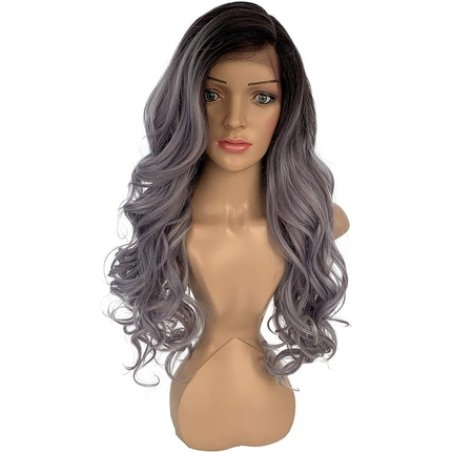 Sleek Synthetic Lace Front Wig 22 Inch Side-Part Curly Wave
