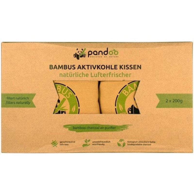 Pandoo Bamboo Air Freshener 2 Pieces 200g Each Natural with Activated Carbon - Pack of 2
