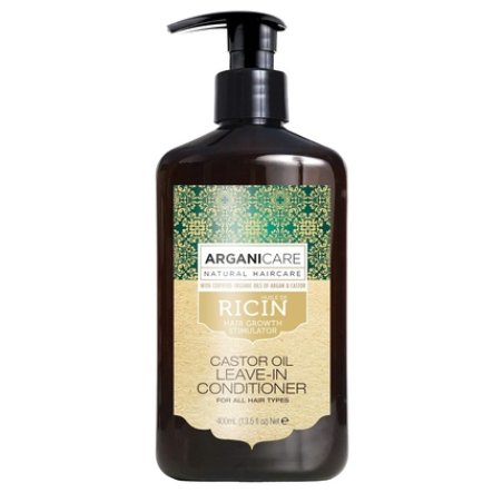 Arganicare Organic Castor Oil Leave in Conditioner for Hair Growth Enriched with Argan Oil Silk and Shea Moisture 13.5