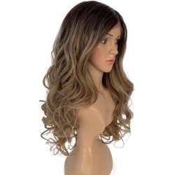 Sleek Synthetic Lace Front Wig 22 Inch Side-Part Curly Wave