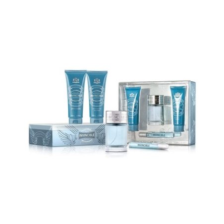 Invincible by New Brand for Men 4 Piece Gift Set 3.3oz EDT Spray 0.5oz EDT Spray 4.3oz After Shave 4.3oz Shower Gel