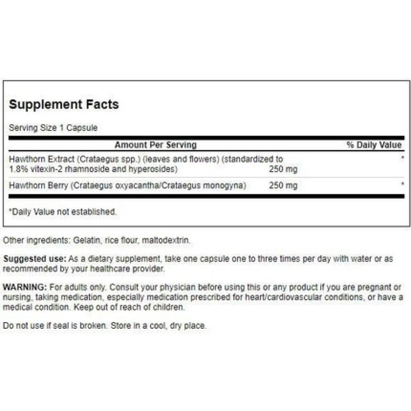 Swanson Hawthorn Extract Standardized 250mg 120 Capsules