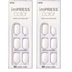 Kiss Impress No Glue Mani Press On Nails 'Frosting' White Short Size