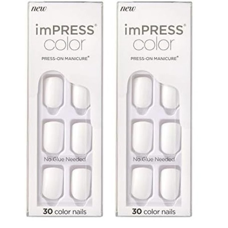 Kiss Impress No Glue Mani Press On Nails 'Frosting' White Short Size