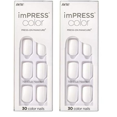 Kiss Impress No Glue Mani Press On Nails 'Frosting' White Short Size