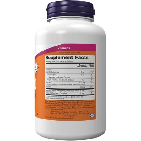 NOW Foods Vitamin C500 Chewable Antioxidant Protection with Orange Juice Flavor 100 Tablets