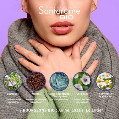 Santarome Bio Respir'rub Organic Gums for Irritated Throats 45