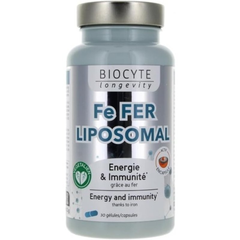 Biocyte Longevity Fe Liposomal Iron 30 Capsules Food Supplement with Iron, Vitamins C and B12 - Helps Reduce Fatigue