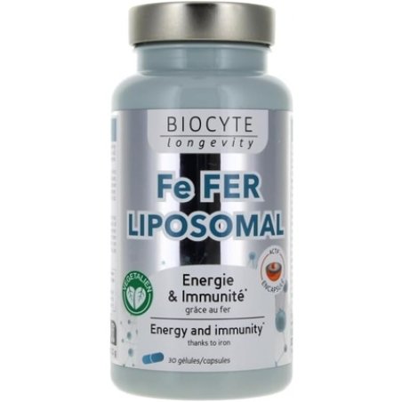 Biocyte Longevity Fe Liposomal Iron 30 Capsules Food Supplement with Iron, Vitamins C and B12 - Helps Reduce Fatigue