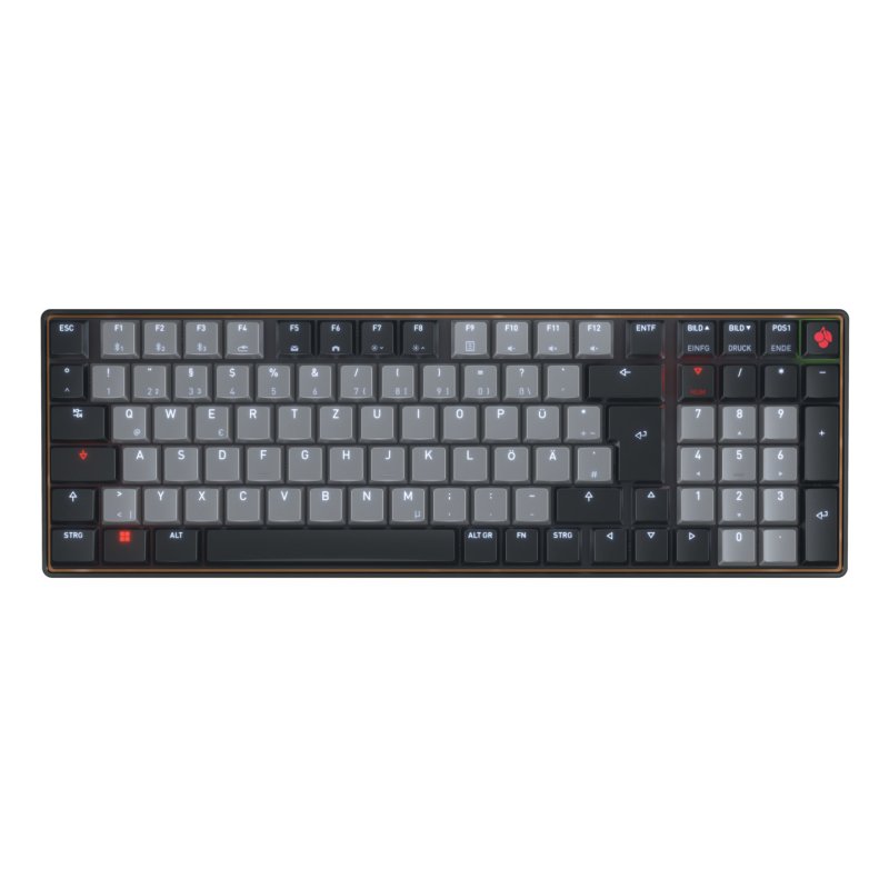 CHERRY KW 550 MX LP, Mechanische 96% Tastatur, DE-Layout Zwei Verbindungsmodi: Bluetooth® und kabelgebunden, RGB-LED