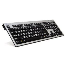Logickeyboard LKB-LPRNTWB-AJPU clavier Bureau USB Français Noir, Argent