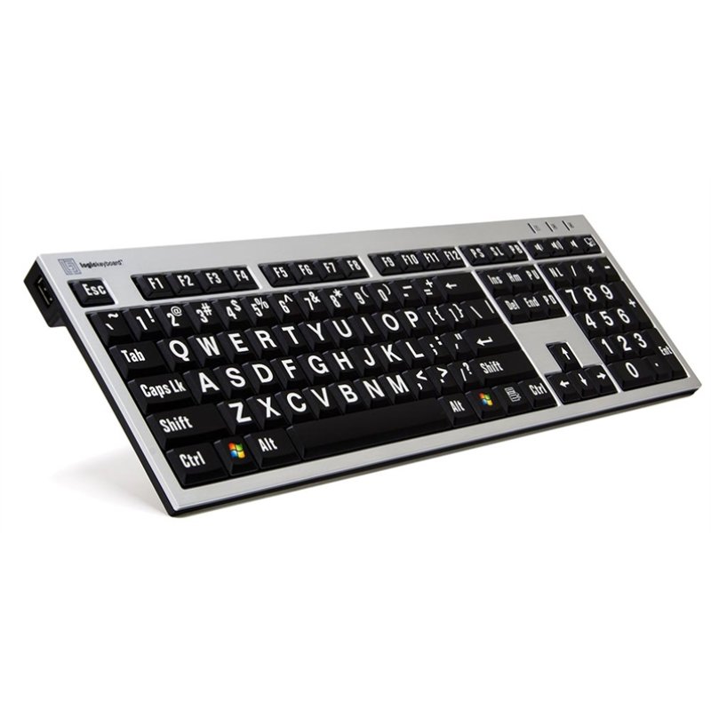 Logickeyboard XL-Print Alu White on Black FR (PC/Slim)