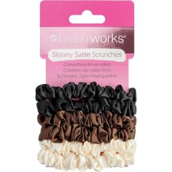Brushworks Skinny Satin Scrunchies - Pack of 6