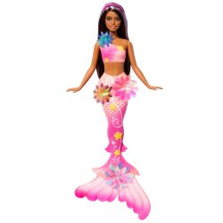 Barbie Flower Magic Mermaid Toy Doll with Surprise Blooming Flowers Feature & Pearl Headband Accessory