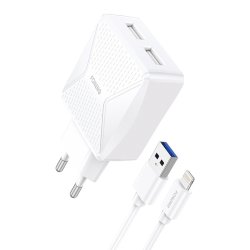 GaN Foneng EU50 charger, 35W 2x USB-C to Type-C to Lightning (white)