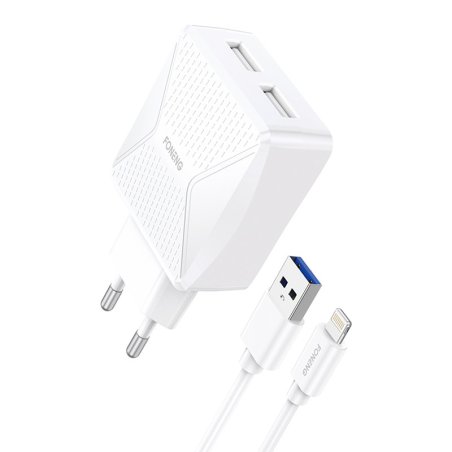 GaN Foneng EU50 charger, 35W 2x USB-C to Type-C to Lightning (white)