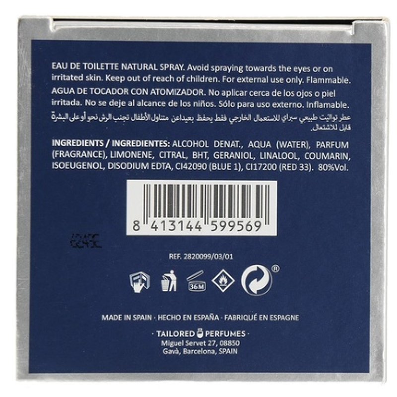 Pedro del Hierro PDH Eau Fraiche Fragrance for Men EDT 3.4oz 100ml Spray Blue Silver Bottle - Made in Spain by Tailored