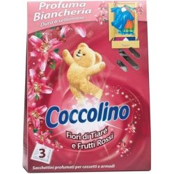Coccolino Scented Sachets for Bedding with Tiare Flowers and Red Fruits 3 Bags