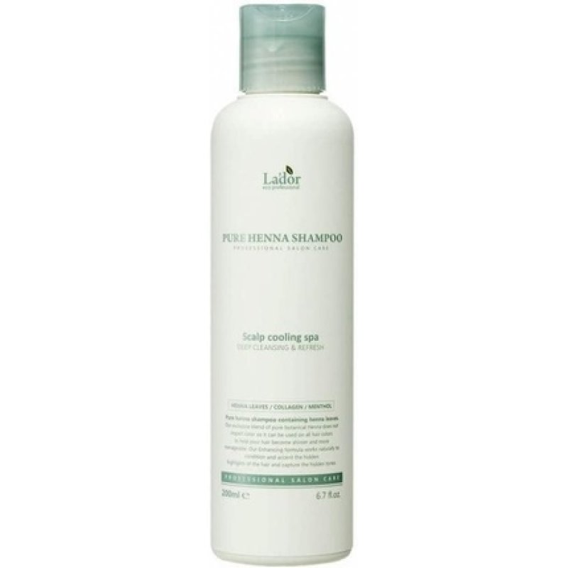 LA'DOR Pure Henna Spa Cooling Shampoo 200ml with Menthol and Henna Extract Essential Nutrients for Silky Healthy Hair