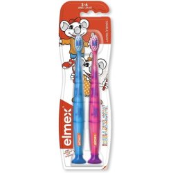 Elmex Soft Toothbrushes for 3-6 Years Old - Green and Pink Pack of 2