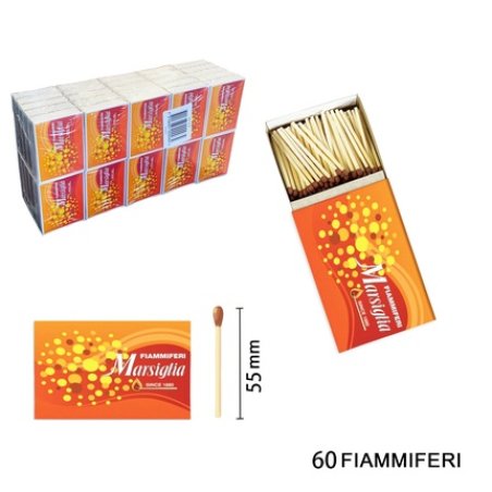Fiamiferi Marsiglia Kitchen Matches - 60 Packs Of 50 Pieces