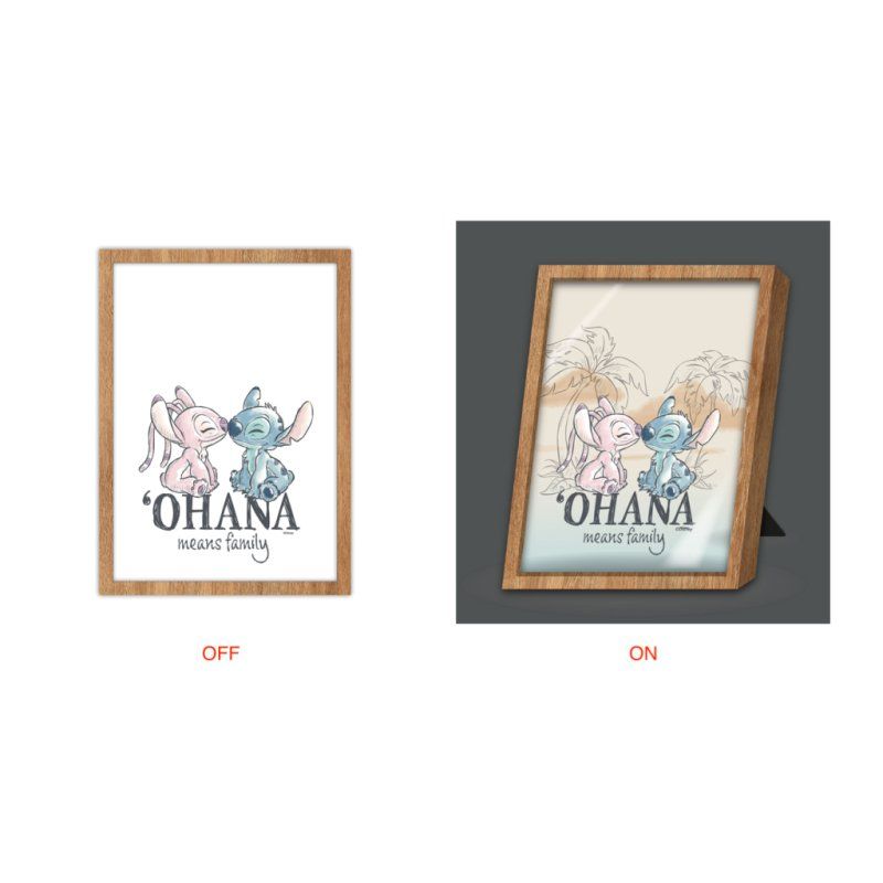 STITCH & ANGEL - Ohana means Family - Cadre Lumineux