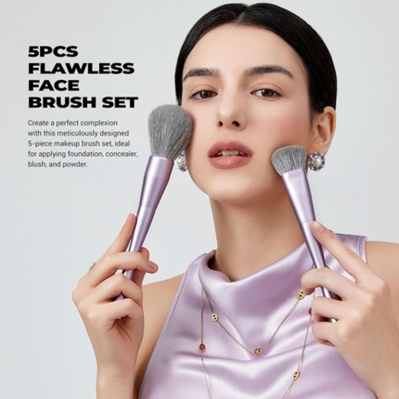 Jessup Makeup Brushes Face Set - 5 Premium Synthetic Brushes