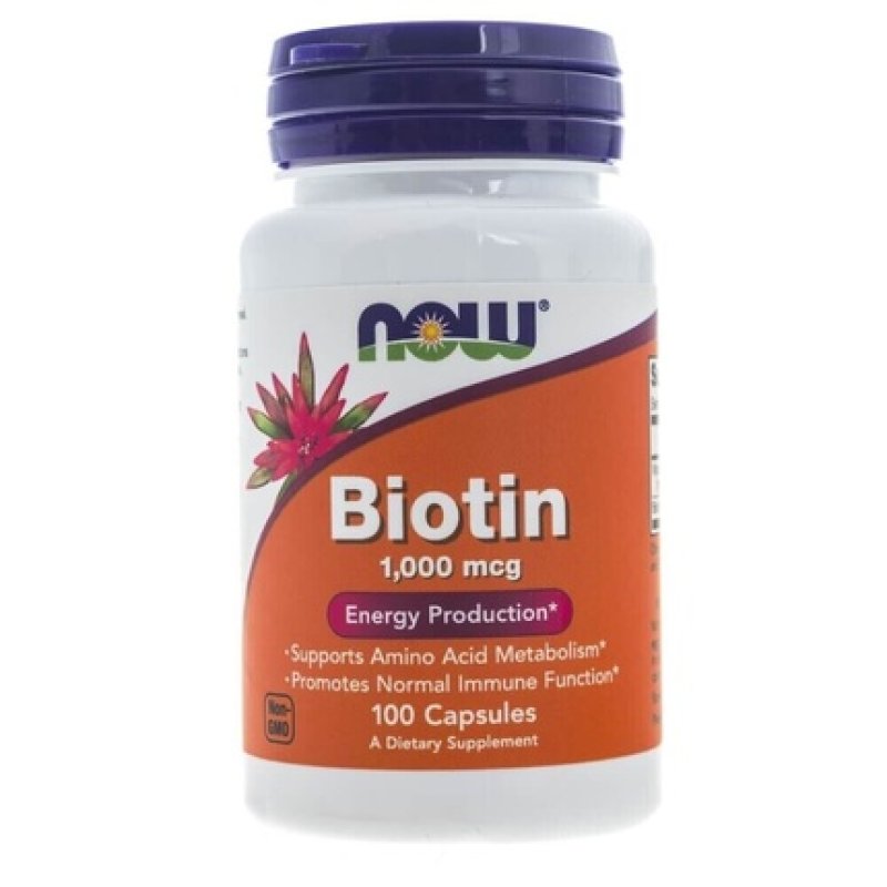 NOW Supplements Biotin 1000mcg Amino Acid Metabolism and Energy Production 100 Capsules