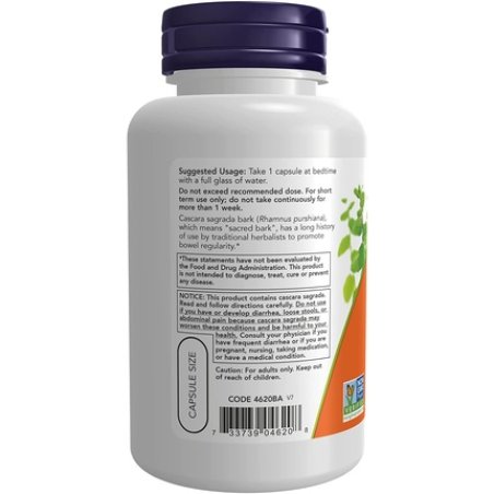 NOW Cascara Sagrada Herbal Regularity Supplement 450mg 100 Veg Capsules