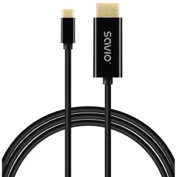 Savio Cl-190 câble USB 1 m USB C Noir