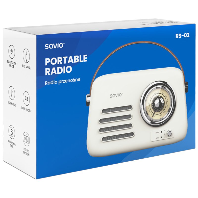SAVIO RS-02 Portable Radio White