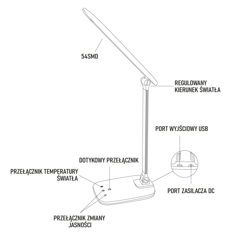 Montis Lampka biurkowa wielofunkcyjna LED MT042-BK Czarna/Black lampe de table 5,7 W F Noir