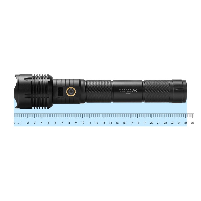 Montis Taktyczna ręczna latarka akumulatorowa LED MT160 Black Hand flashlight