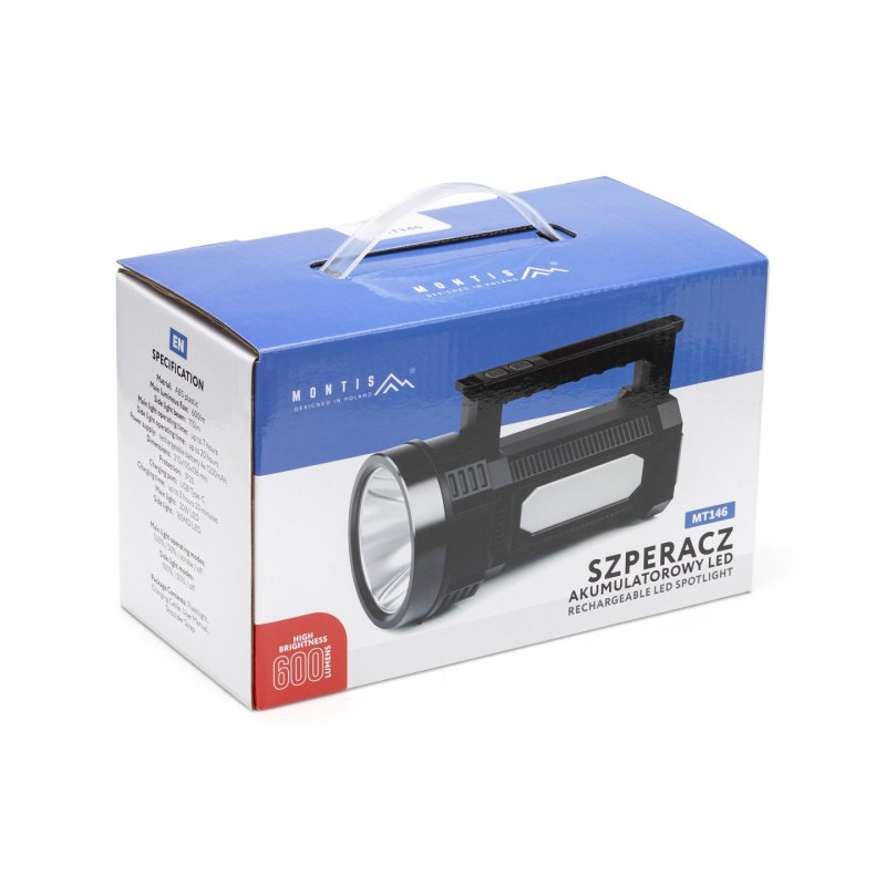 Montis Latarka - Szperacz akumulatorowy LED 20W MT146 Black Hand flashlight