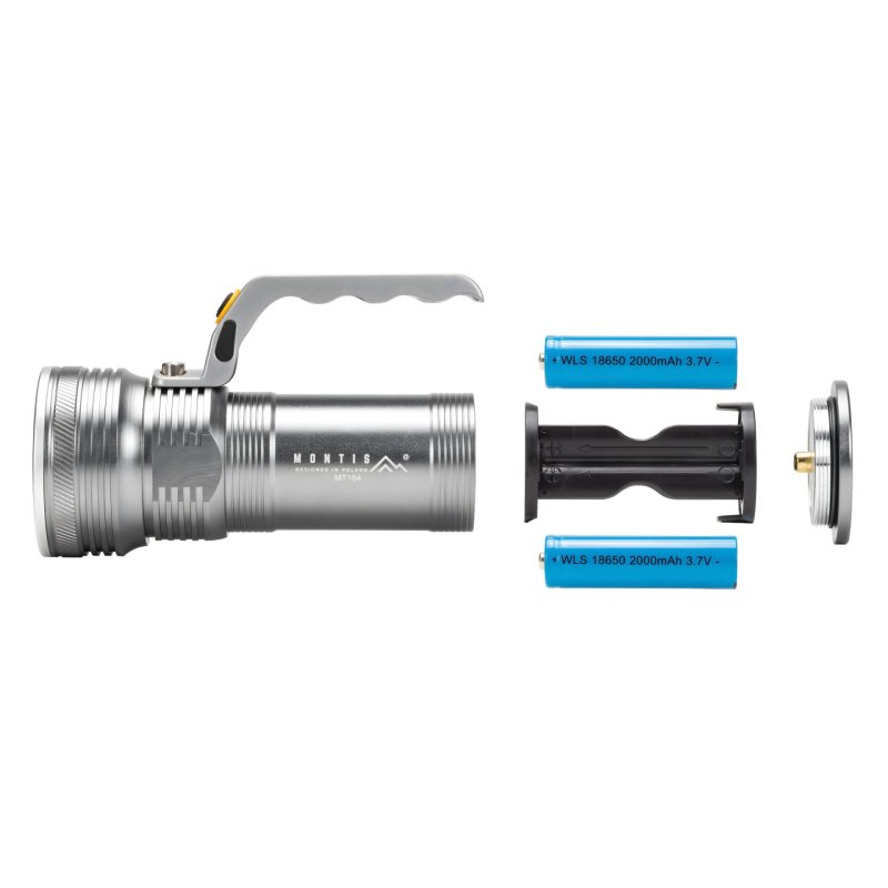 Montis Aluminiowa ręczna latarka akumulatorowa LED MT154 Grey Hand flashlight