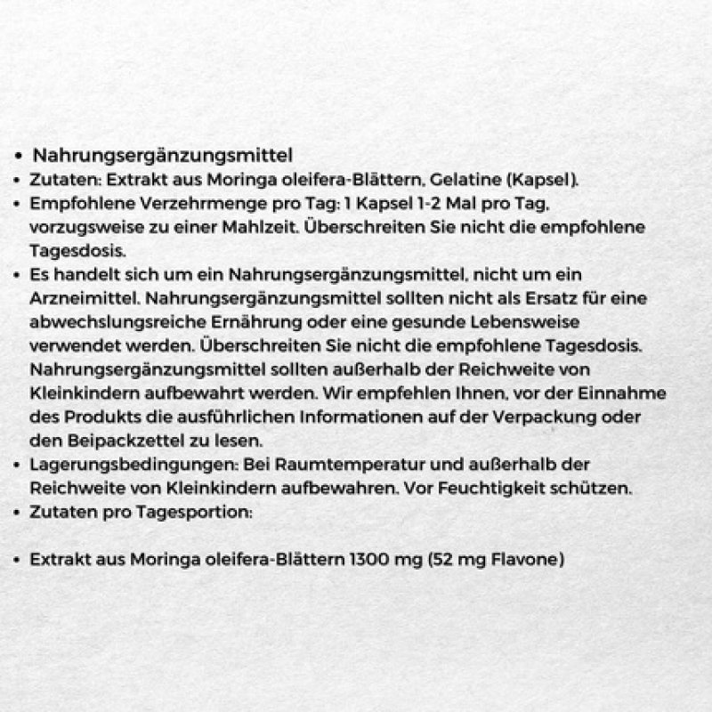 Moringa Glucose 60 Capsules - Sugar-Free