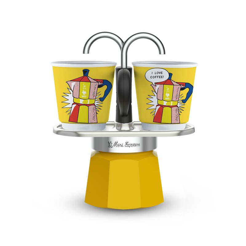 Bialetti Mini Express Lichtenstein Moka pot Silver, Yellow