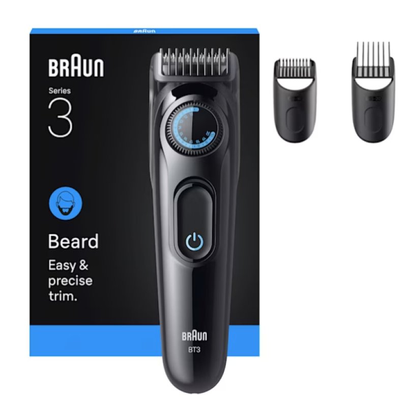 Braun Series 3 Beard Trimmer BT3520 244978 Akku/Netz black/blue 3 Aufsätze