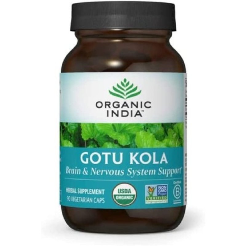 Organic India Gotu Kola Herbal Supplement for Brain and Nervous System Support 90 Capsules