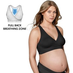 Medela Keep Cool Sleep Bra for Pregnancy and Nursing Seamless Full Breathable Zones Soft Fabric Large 36-42B/F Black