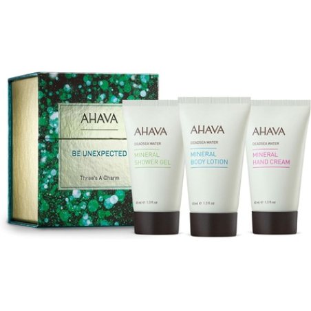 AHAVA Holiday Kits Three's A Charm Skincare Set with Mineral Body Lotion, Hand Cream, and Shower Gel 40ml