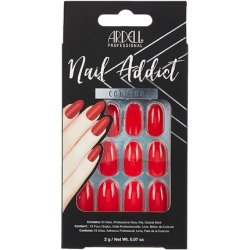 ARDELL Nail Addict Cherry Red Press On Nails with Glue and File - 24 Artificial Nails for Beautiful Fingernails - Long