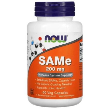 NOW Foods SAMe 200mg Nervous System and Joint Support 60 Veg Capsules