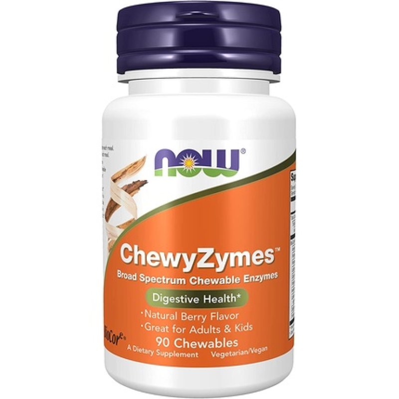 NOW ChewyZymes Broad Spectrum Chewable Enzymes Berry Flavor 90 Chewables