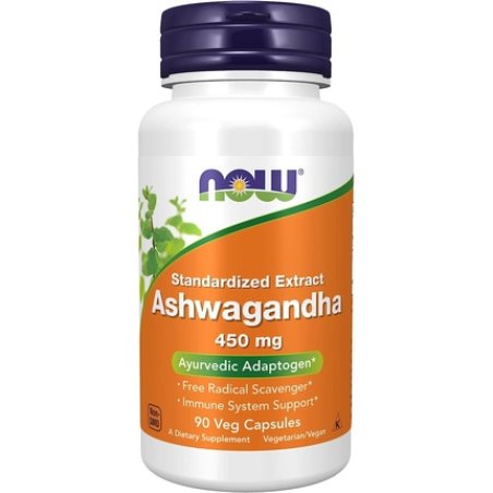 NOW Foods Ashwagandha Ayurvedic Adaptogen Immune System Support 90 Veg Capsules 450mg