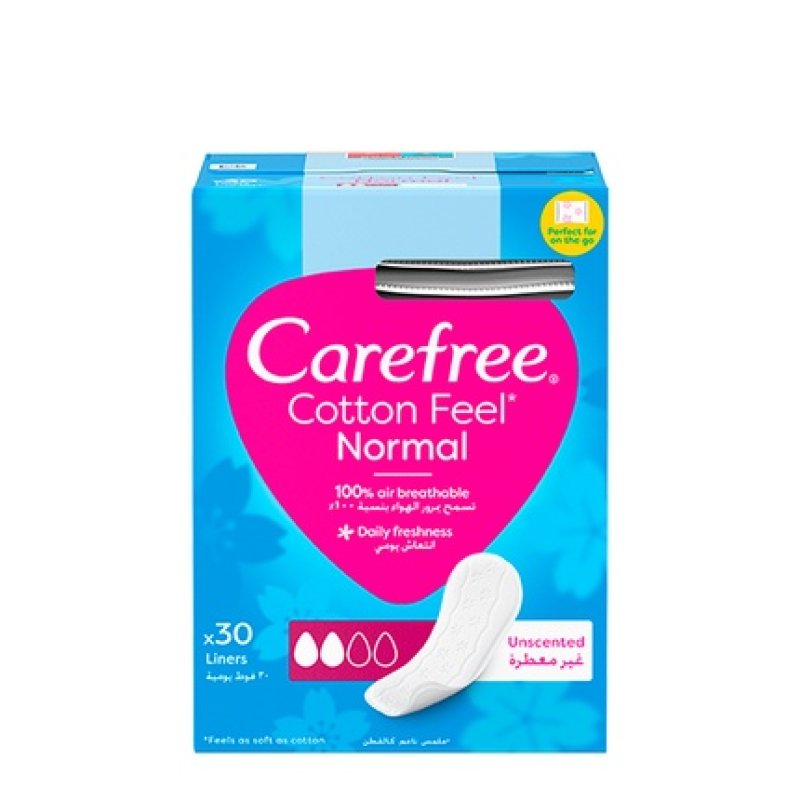 Carefree Cotton Feel Normal Daily Panty Liners Fragrance-Free 30 Units